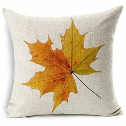 LEIOH Fall Decor Cotton Linen Leaves,Maple Leaf Autumn Decorations Cushion Covers 18 x 18 Inch Sofa Home Decor Throw Pillow Case for Bed Pillow Covers Set of 4