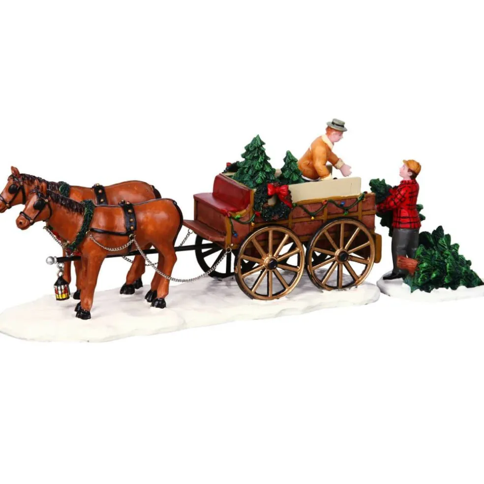 Lemax Christmas Tree Wagon Table Accent Set of 2 #43451