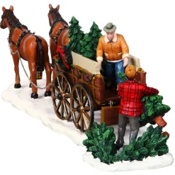 Lemax Christmas Tree Wagon Table Accent Set of 2 #43451
