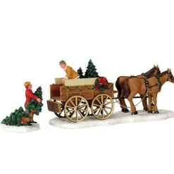 Lemax Christmas Tree Wagon Table Accent Set of 2 #43451