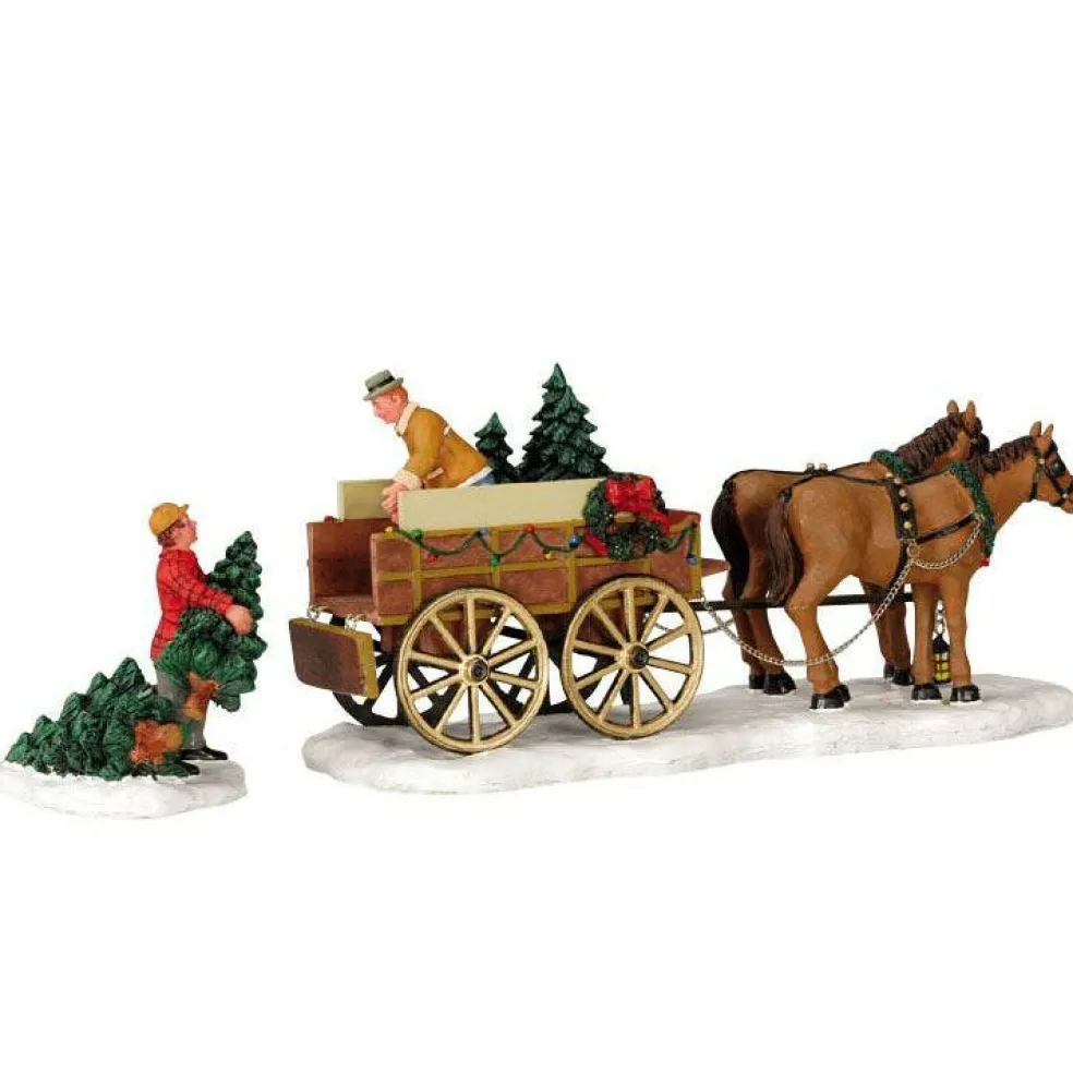 Lemax Christmas Tree Wagon Table Accent Set of 2 #43451