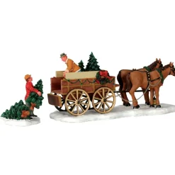 Lemax Christmas Tree Wagon Table Accent Set of 2 #43451