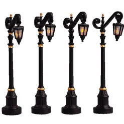 Lemax Colonial Street Lamp Lighted Accessory Set of 4 #54313