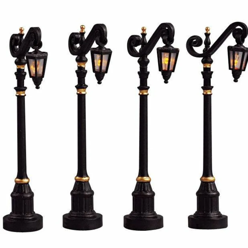Lemax Colonial Street Lamp Lighted Accessory Set of 4 #54313