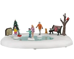 Lemax Family Skating Day Table Accent Animated Battery Operated #04715