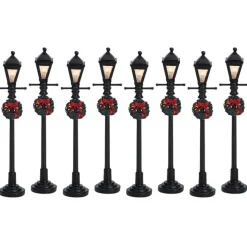 Lemax Gas Lantern Street Lamp Lighted Accessory Set of 8 #64500