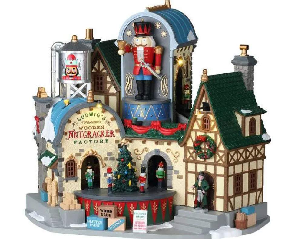 Lemax Ludwig’s Wooden Nutcracker Factory Animated Lighted Musical Building #95463