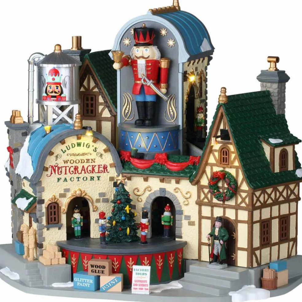 Lemax Ludwig’s Wooden Nutcracker Factory Animated Lighted Musical Building #95463