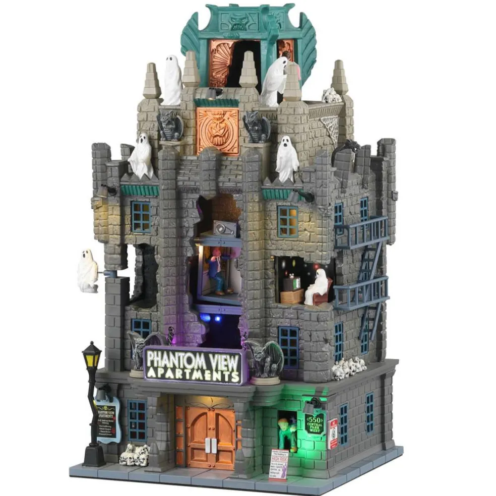 Lemax Phantom View Apartments Sights and Sounds Animated Lighted Building #35011