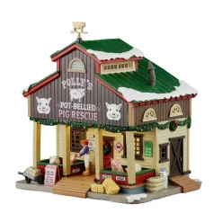 Lemax Polly's Pot-Bellied Pig Rescue Lighted Building Battery-Operated #55323