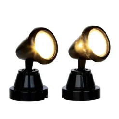 Lemax Round Spot Light Lighted Accessory Set of 2 Battery Operated #44756