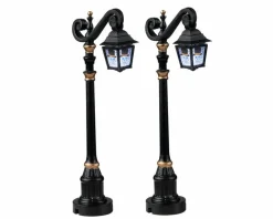 Lemax Skeleton Deco Lamp Lighted Accessory Set of 2 Battery Operated #24987
