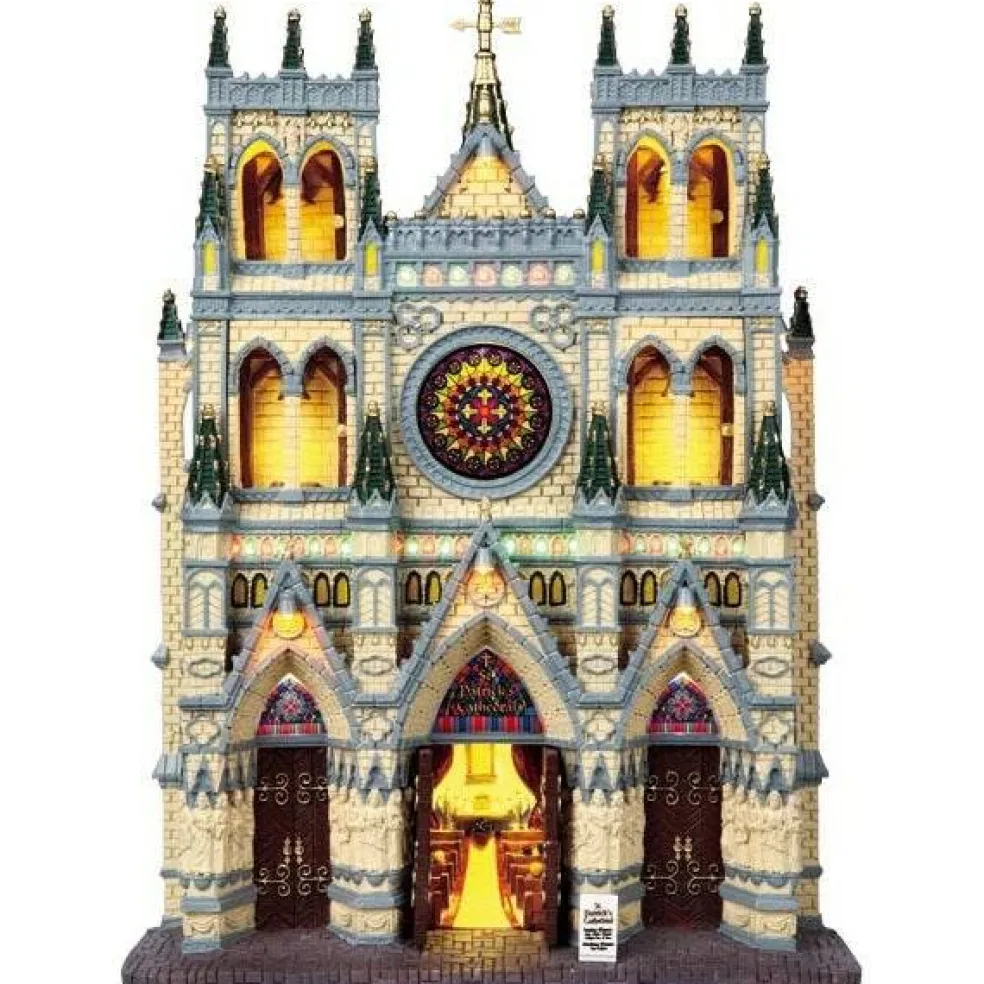 Lemax St. Patrick's Cathedral Lighted Façade Battery Operated 4.5V #95916