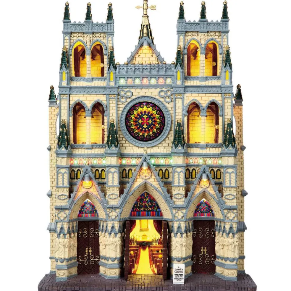 Lemax St. Patrick's Cathedral Lighted Façade Battery Operated 4.5V #95916