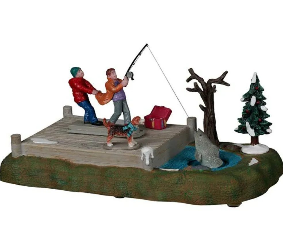 Lemax Too Big a Catch Animated Table Accent Battery Operated #24952