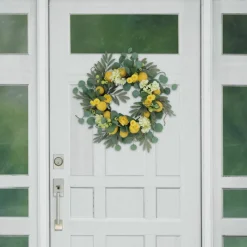24" Lemon & Hydrangea Floral Spring Wreath
