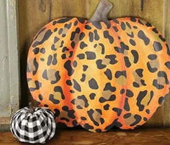 Leopard Print Pumpkin Metal Pumpkin for Wreath Making and Decorations