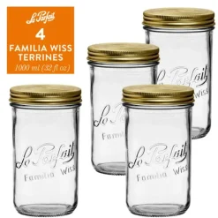 Le Parfait - Clear - Glass Preserving Jars for Versatile Home Canning and Storage - 4 Piece