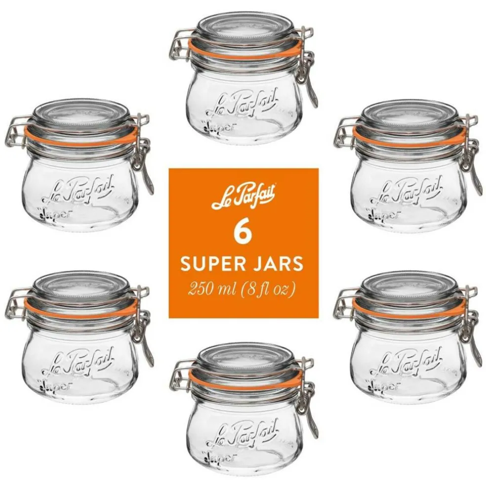 Le Parfait - Clear - Glass Versatile Preserving Jars for Storage and Canning - 4 Piece