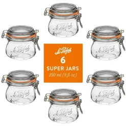 Le Parfait - Clear - Glass Versatile Preserving Jars for Canning and Storage - 6 Piece