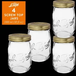 Le Parfait - Clear - Versatile Glass Preserving Jars for Storage and Decor - 3 Piece