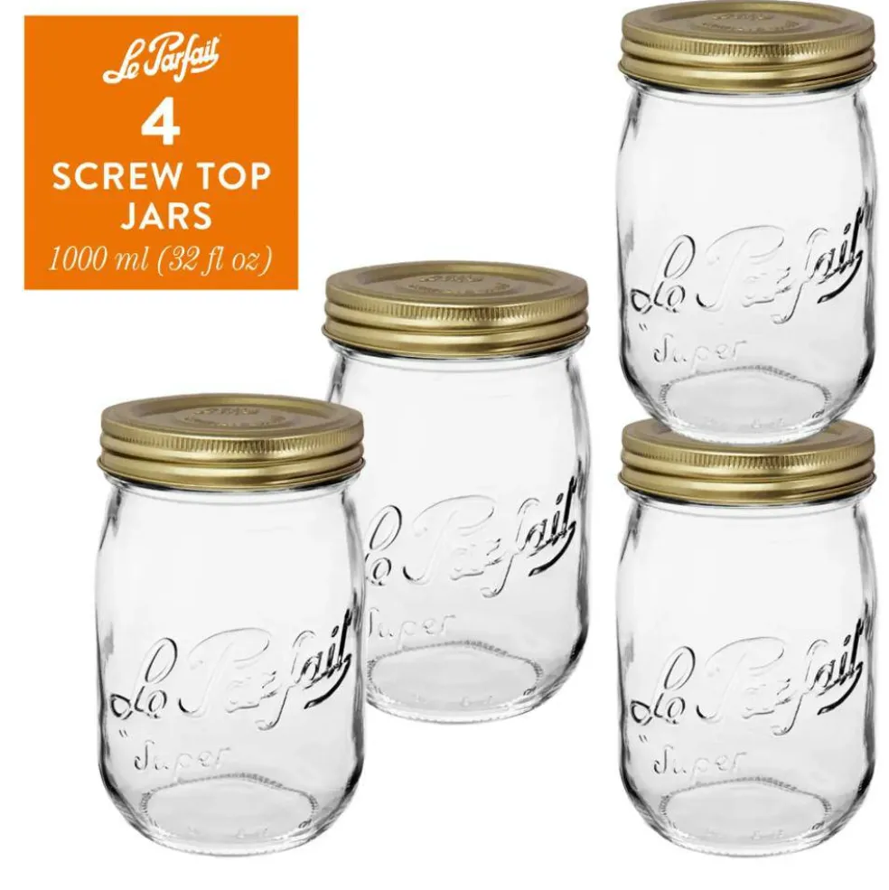 Le Parfait - Clear - Versatile Preserving Jars for Storage and Decor - 4 Piece