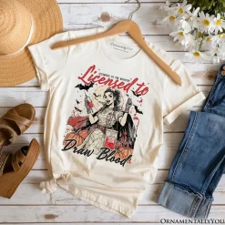 Licensed to Draw Blood Halloween Nurse T-Shirt, Groovy Tee for Spooky Season