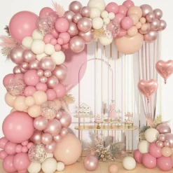 Life Dusty Pink Balloons Arch Kit, Different Sizes 18 12 10 5Inch Blush Pink Rose Gold Nude Ivory Confetti Latex Heart Foil Balloon for Girls Wedding Baby Shower Boho Birthday Party Decorations