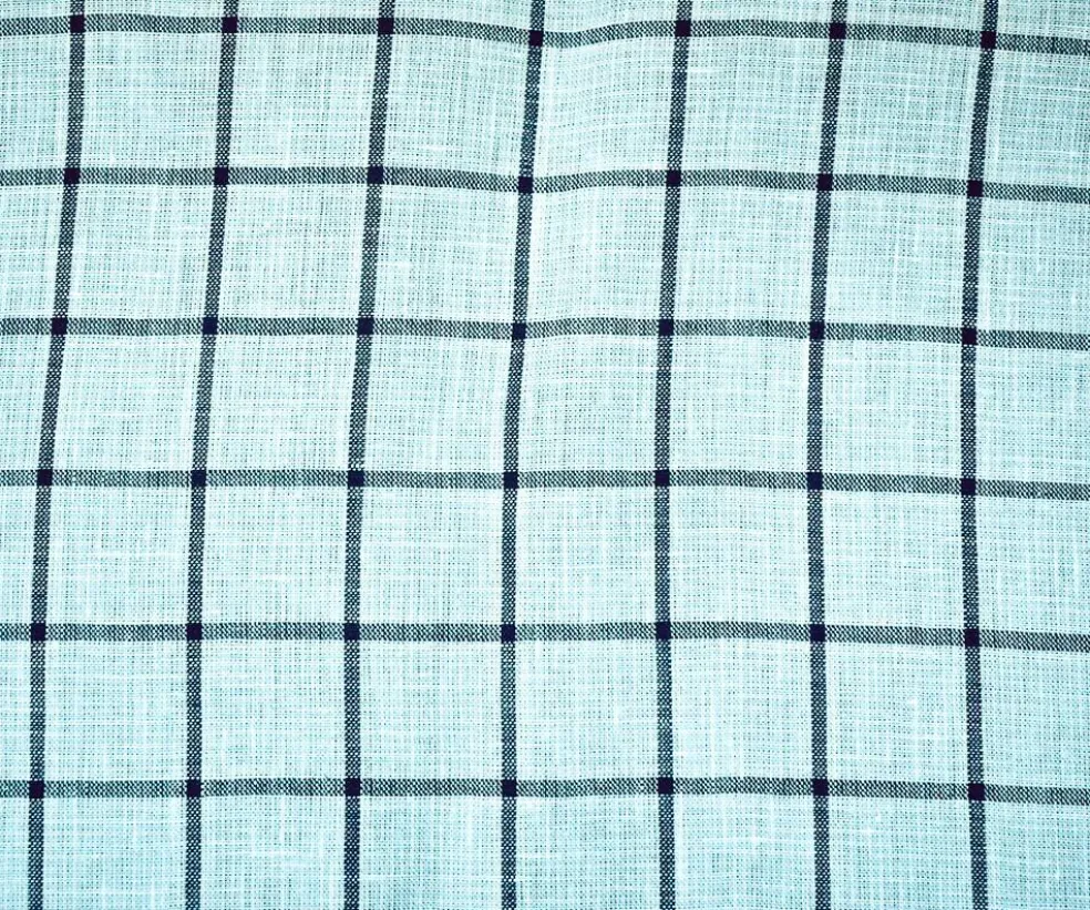 Light Blue-Blue-White Spence Bryson Check Grid Irish Linen Woven Fabric By the Yard