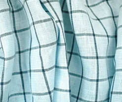 Light Blue-Blue-White Spence Bryson Check Grid Irish Linen Woven Fabric By the Yard
