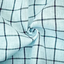 Light Blue-Blue-White Spence Bryson Check Grid Irish Linen Woven Fabric By the Yard