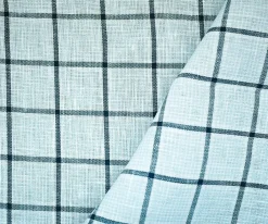 Light Blue-Blue-White Spence Bryson Check Grid Irish Linen Woven Fabric By the Yard