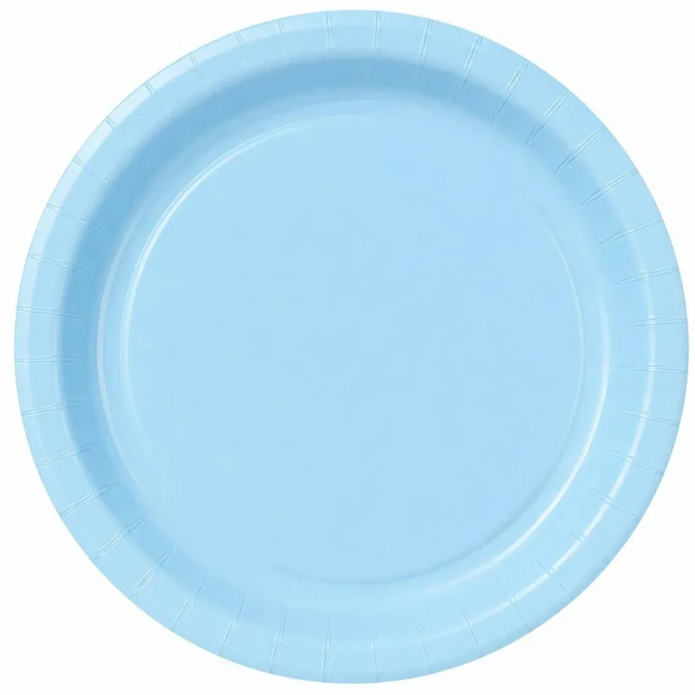 Light Blue Paper Plates 9", 8 Pack Disposable Party Plates for Birthdays, Classroom Events & Celebrations