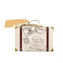 24 Light Brown Mini Suitcase Design Favor Boxes with Tags Party Events Supplies