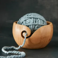 Light & Dark Pinewood Yarn Bowl By Loops & Threads™