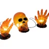 8.5" Lighted Orange Skull & Hands Outdoor Halloween Decoration