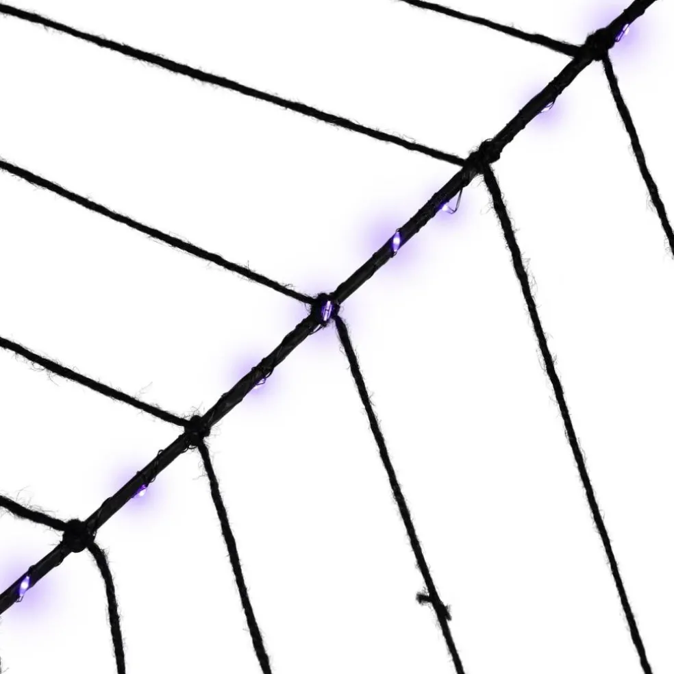 16" Lighted Purple LED Spiderweb Halloween Decoration