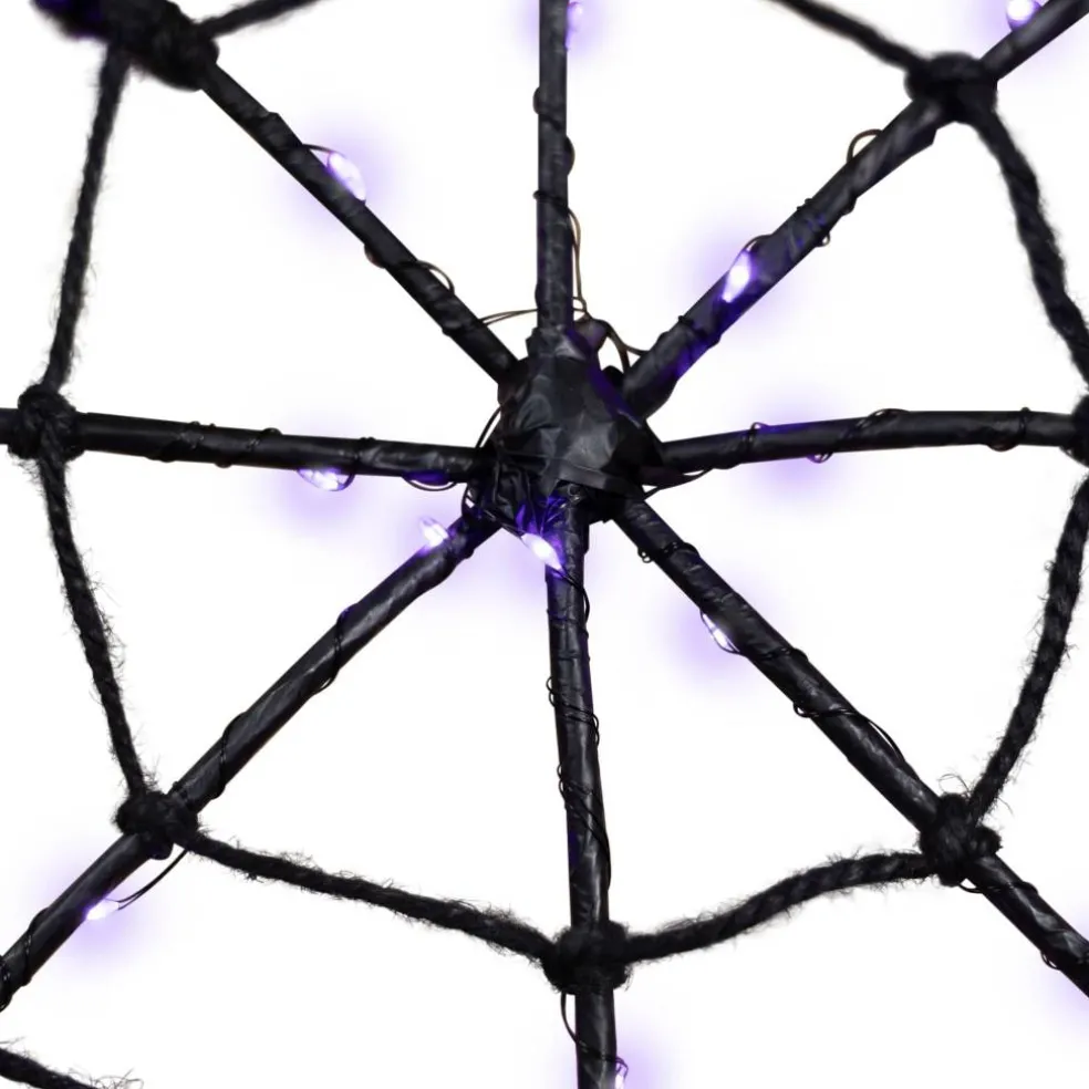 16" Lighted Purple LED Spiderweb Halloween Decoration