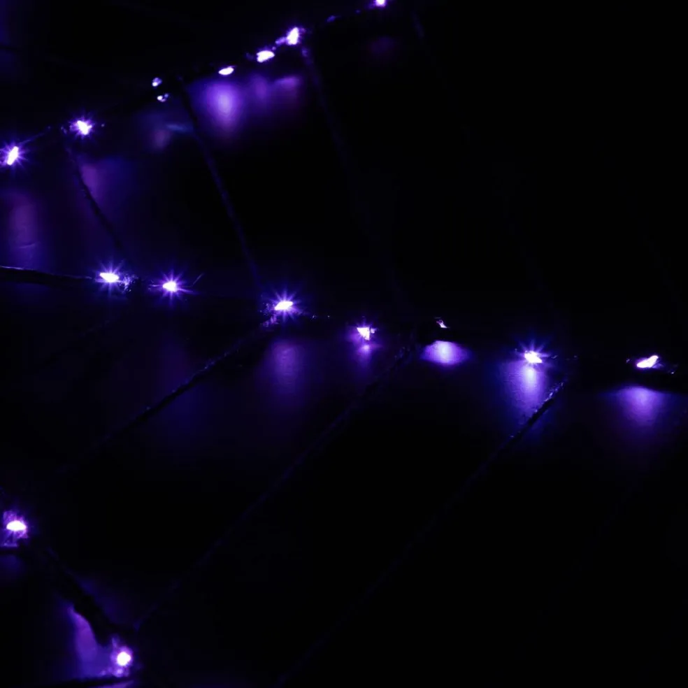 16" Lighted Purple LED Spiderweb Halloween Decoration