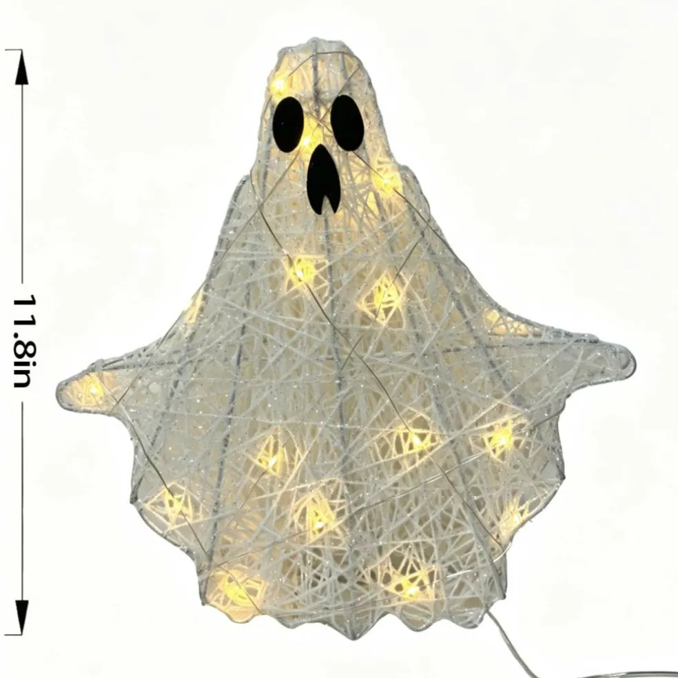 11.75" Lighted White Wire Ghost Tree Topper with Warm White LED Lights by Ashland®