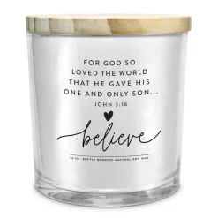 Lighthouse Christian Products Inspirational Softly Scented Jar Candle 13 Ounce Natural Soy Wax God So Loved