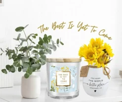 Lighthouse Christian Products The Best Is Yet To Come - Philippians 1:6 - White/Floral 4.5 Inch Glass/Soy Wax Jar Candle