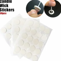 Light 8 inch Candle Wick with Candle Wick Stickers and Candle Wick Centering Device,60 pcs for Candle Making