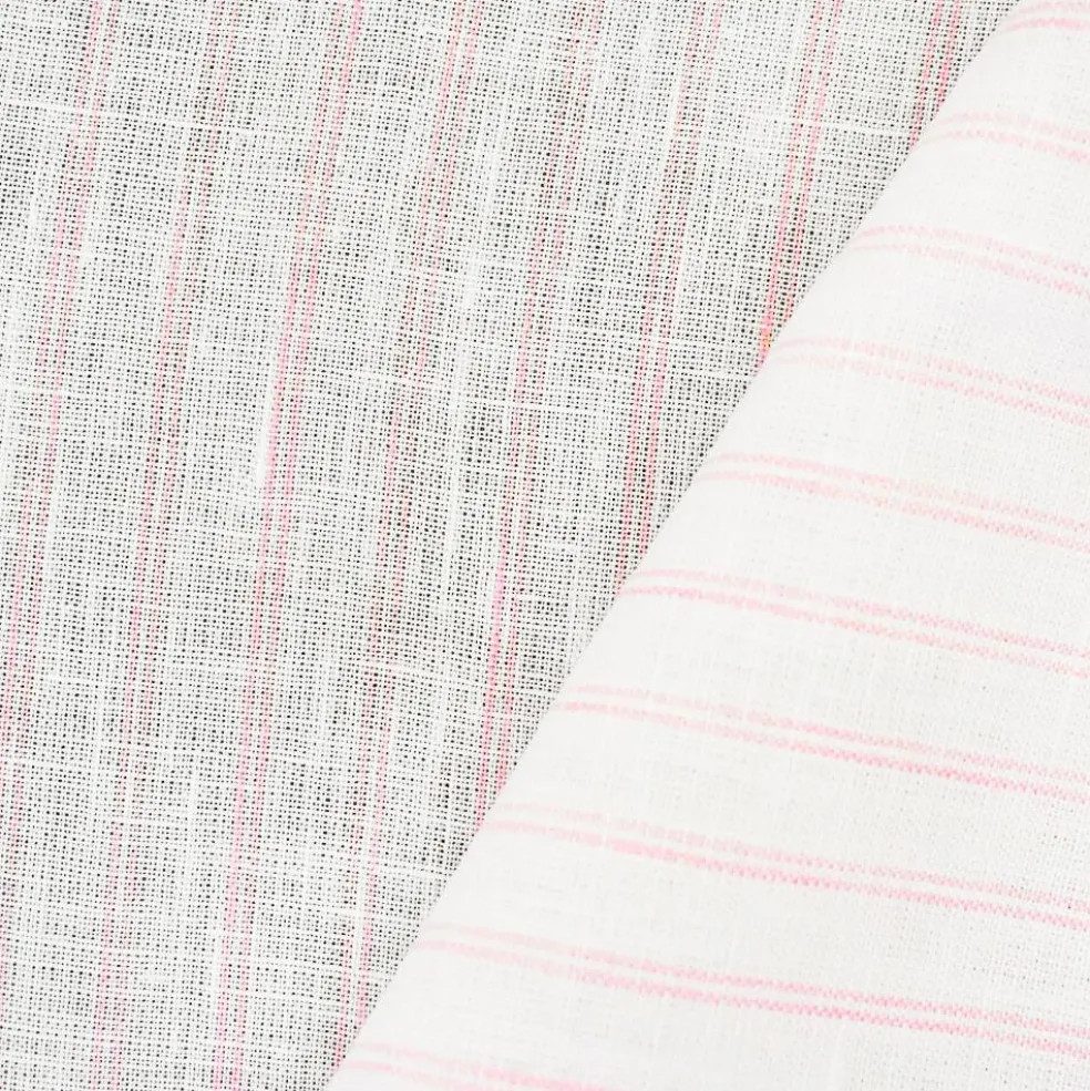 Light Pink-White Spence Bryson Stripe Irish Linen Slub Woven Fabric By the Yard