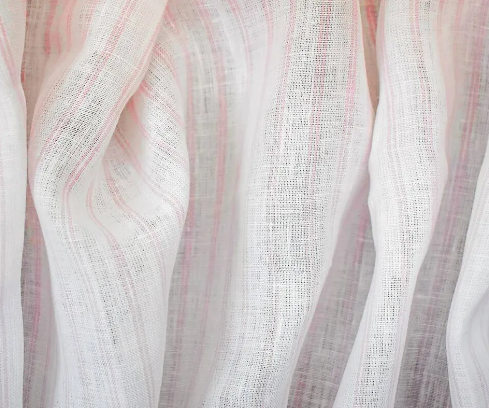 Light Pink-White Spence Bryson Stripe Irish Linen Slub Woven Fabric By the Yard