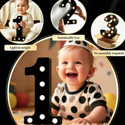 Light Up Black Alphabet Marquee Number Sign LED Marquee Number Lights Sign for Night Light Home Bar Christmas Lamp Birthday Party Wedding Decoration 8