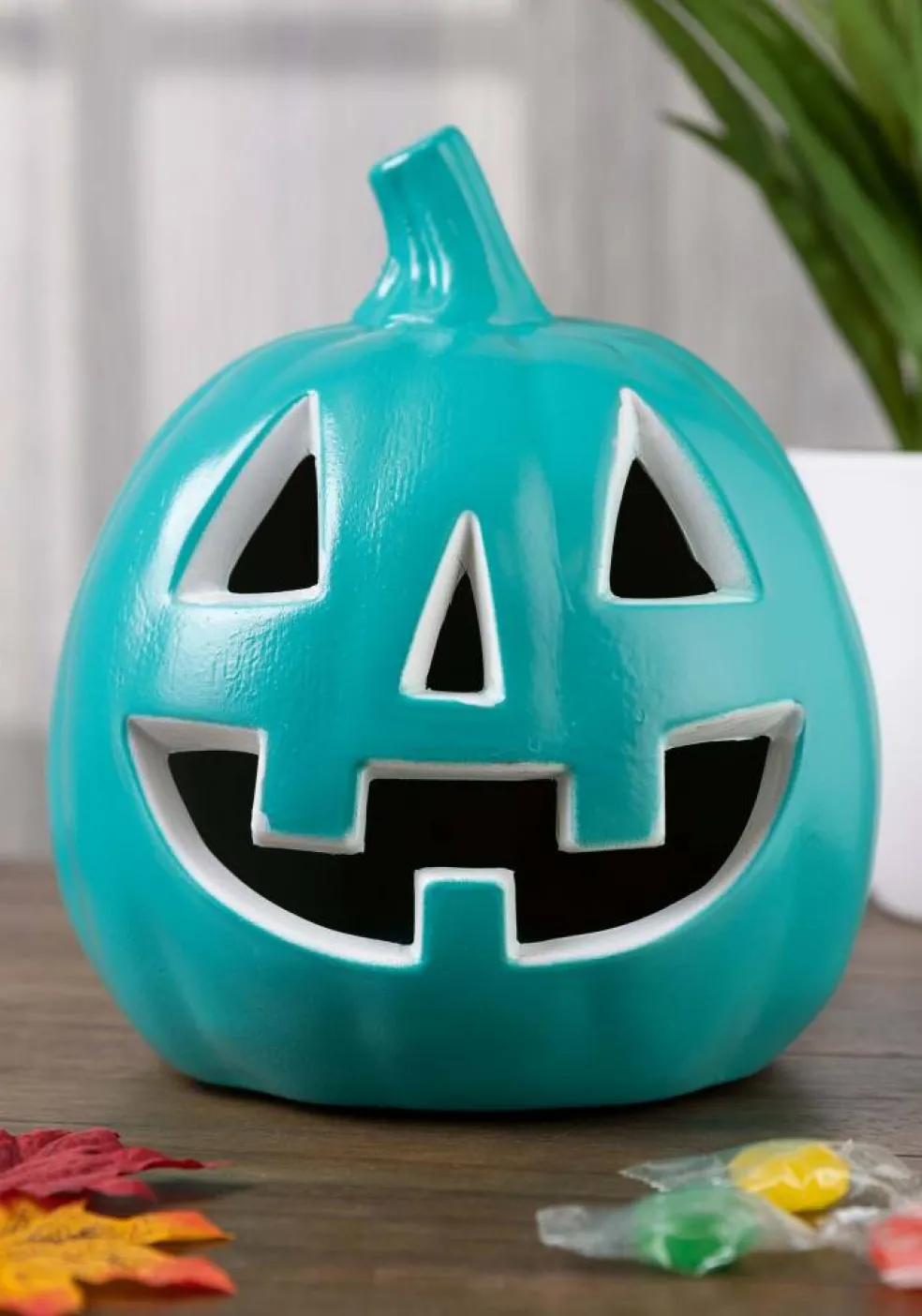 Light Up Teal Pumpkin Decoration