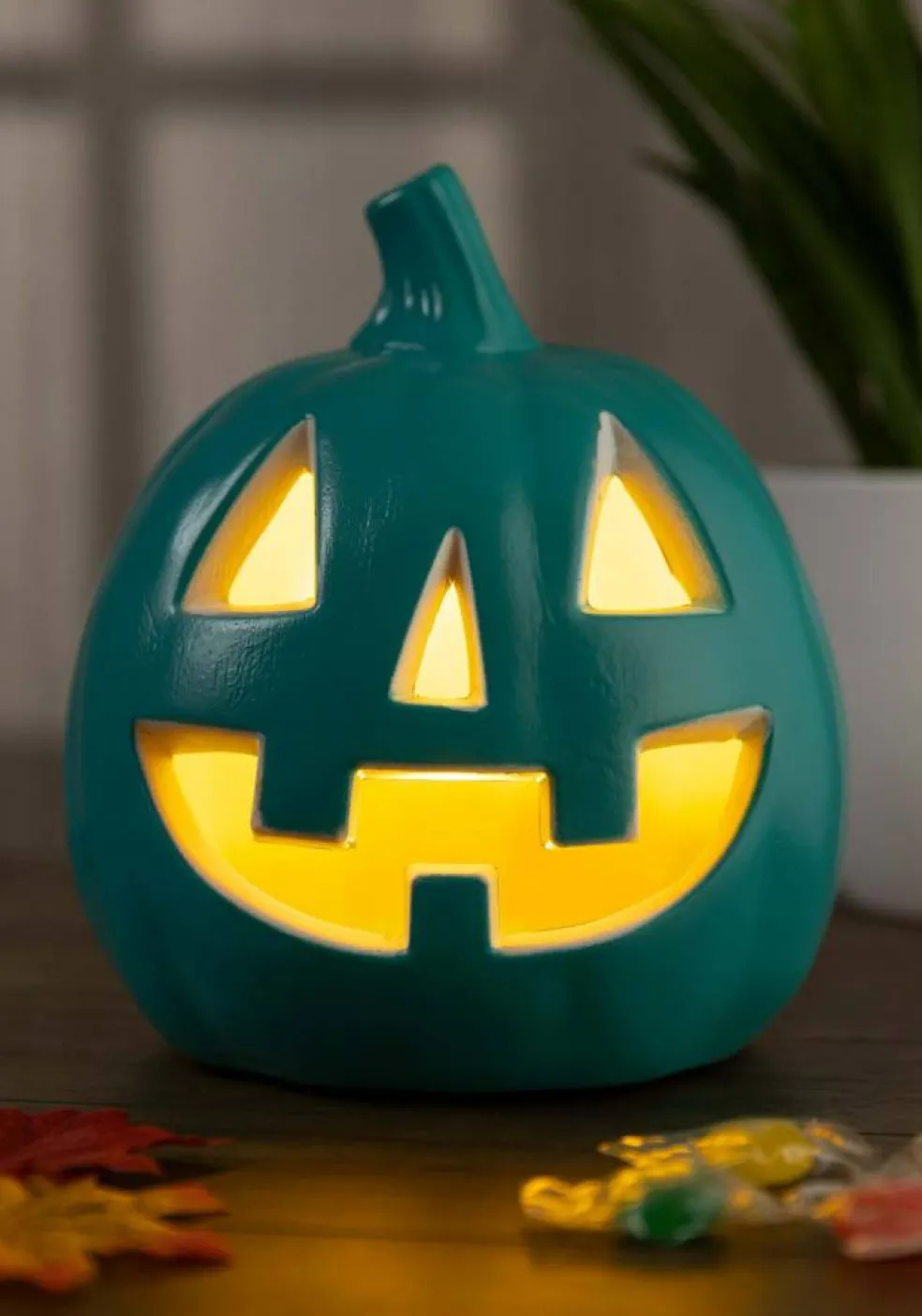 Light Up Teal Pumpkin Decoration