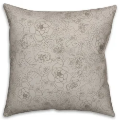 Line Floral Throw Pillow