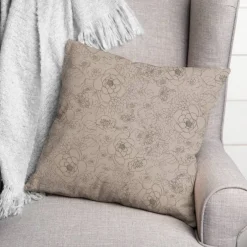 Line Floral Throw Pillow